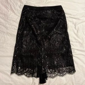 Milly black floral lacy metallic skirt